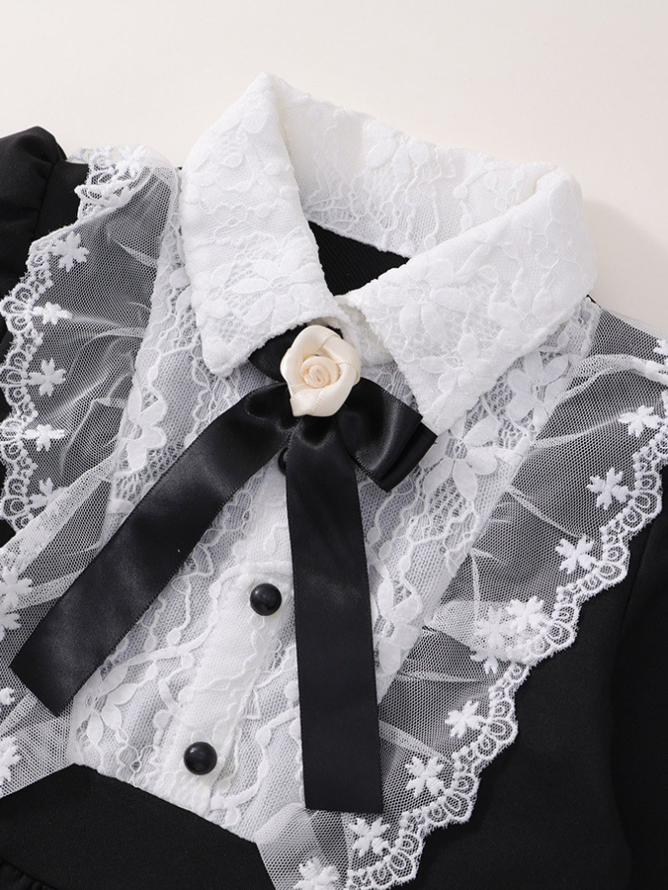 Elegant Girls' Vintage Long Sleeve Princess Dress with Lace Bow