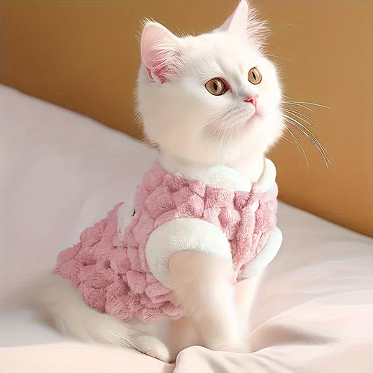 Cozy Pink Plush Pet Jacket – Winter Coat for Dogs & Cats.
