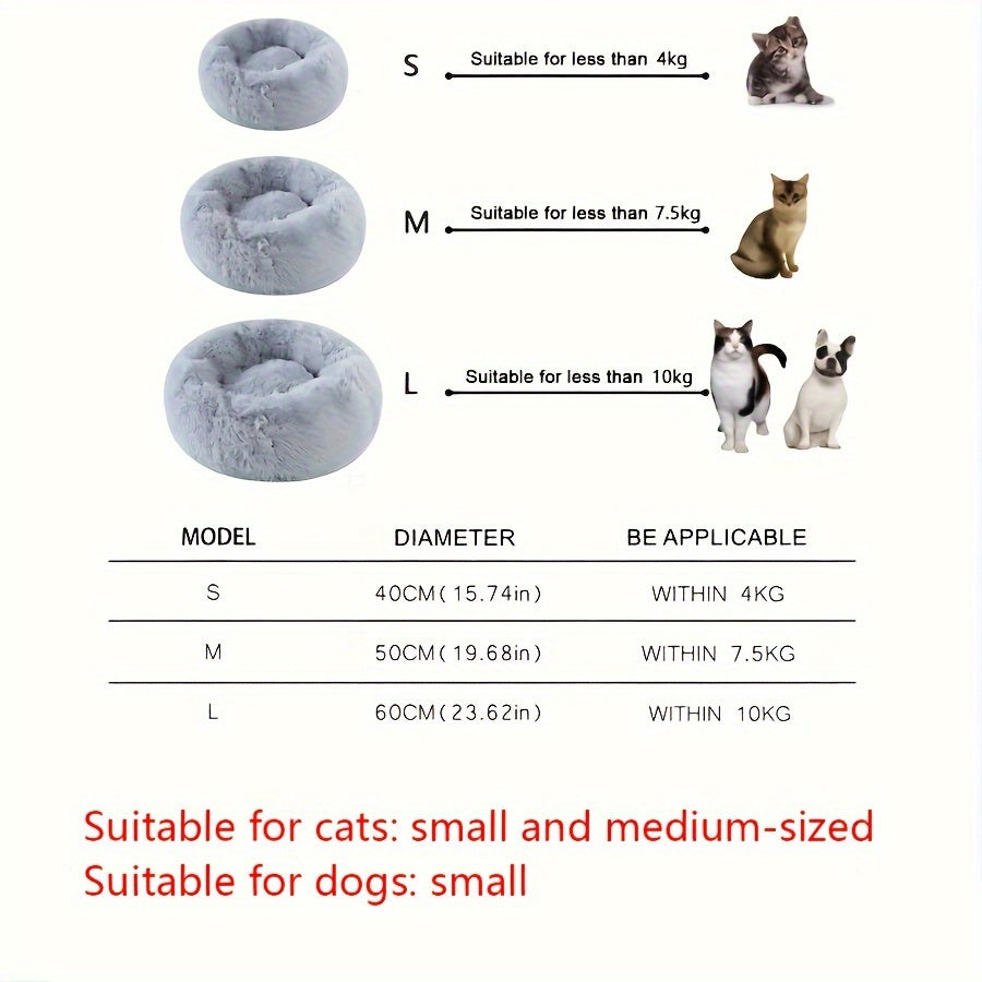 Cozy Striped Plush Pet Bed – Grey, Round & Warm