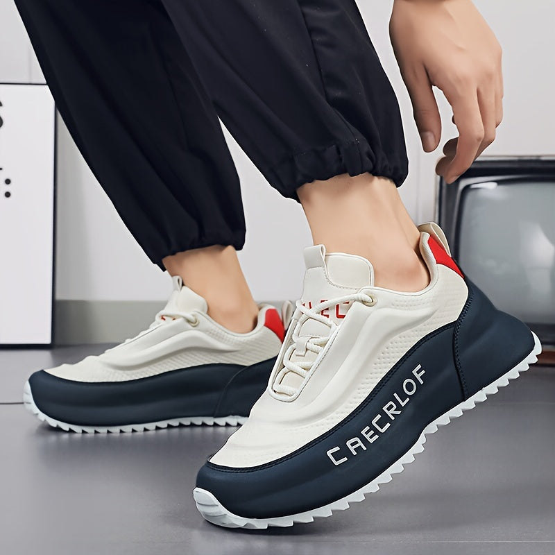 Men's Colour Block Sneakers – Comfy Non-Slip Lace-Up Casual Shoes