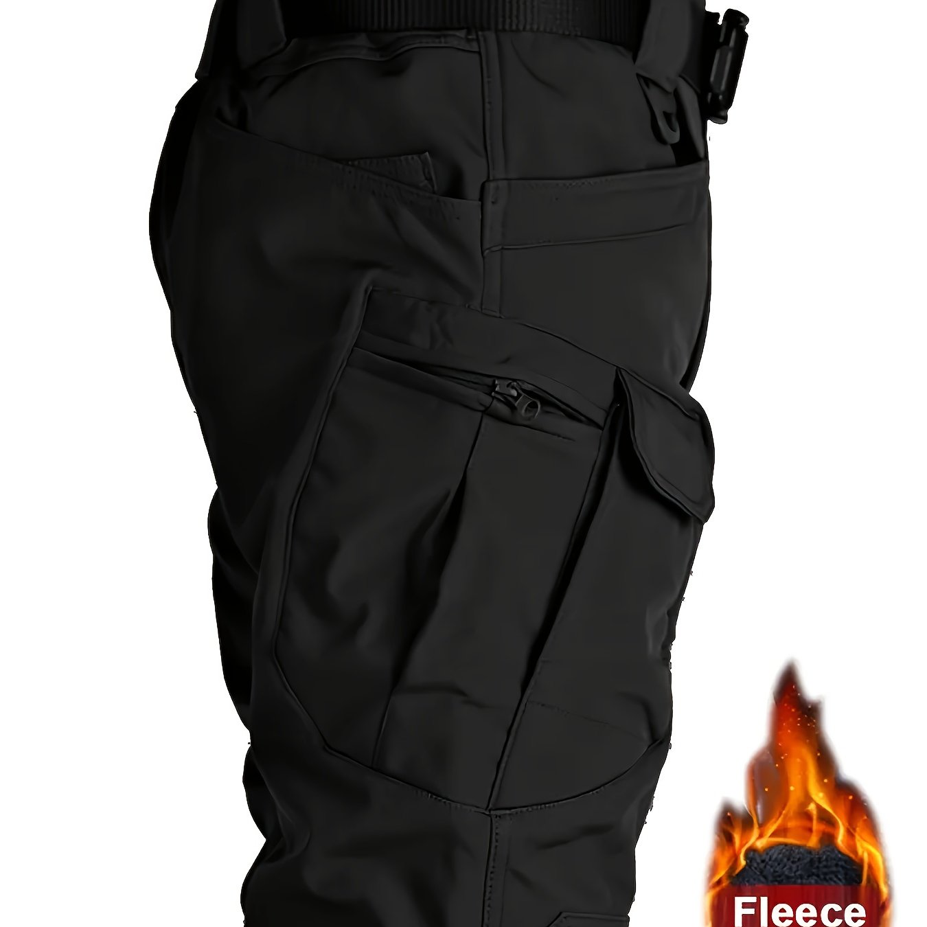 Men's Fleece Lined Cargo Pants - Warm, Windproof, Waterproof