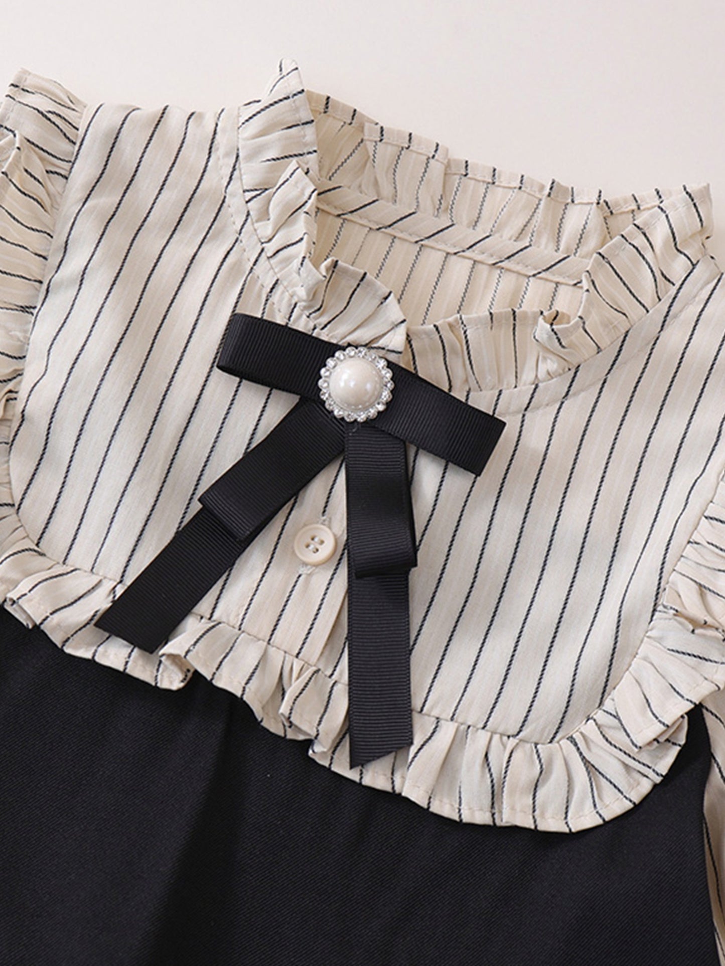 Valentine's Gift Girls' Striped Fake Two-Piece Dress