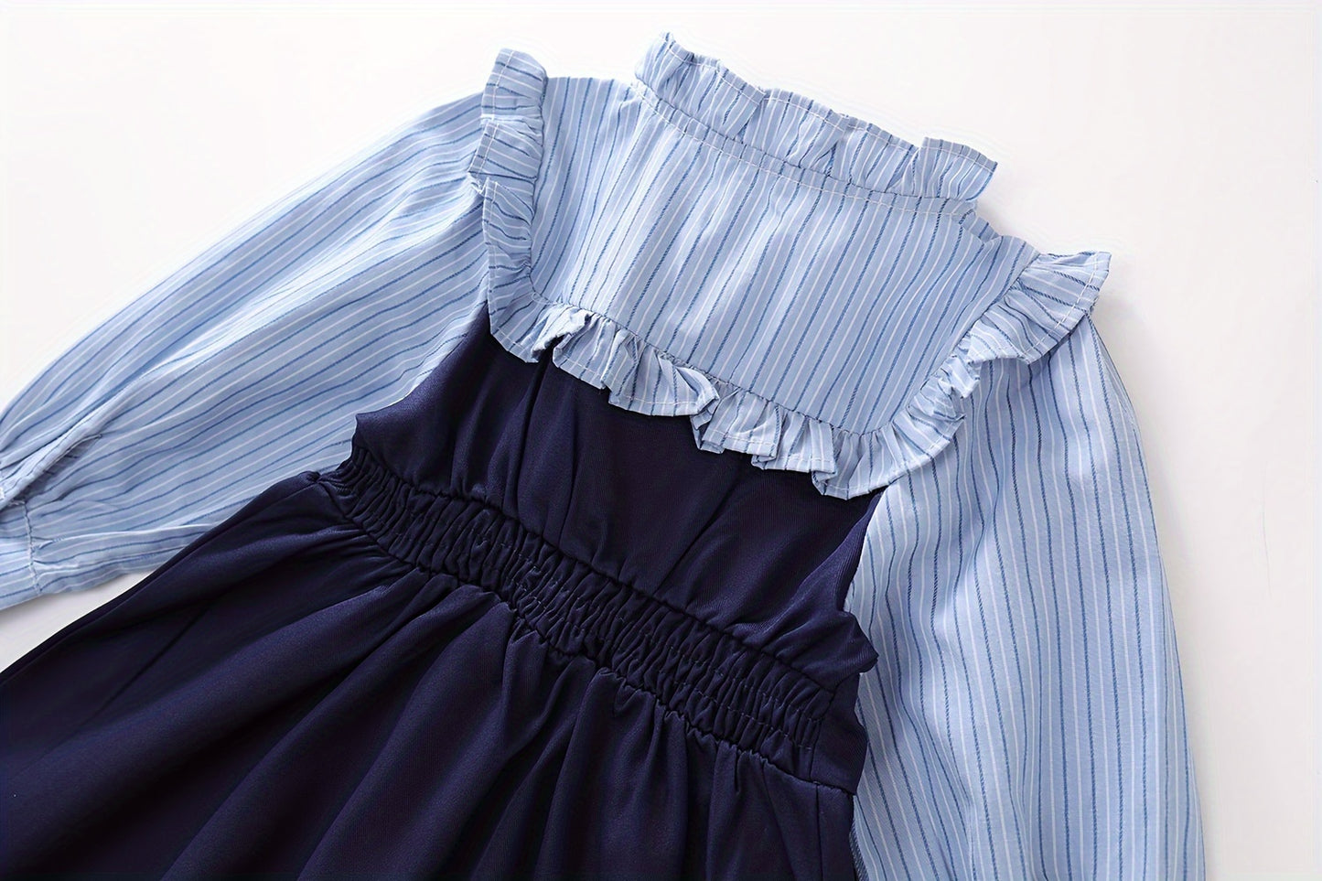 Valentine's Gift Girls' Striped Fake Two-Piece Dress