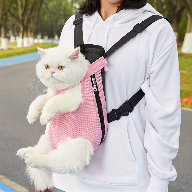 Pet Carrier Backpack for Cats & Small Dogs – Adjustable Breathable Chest Pouch.