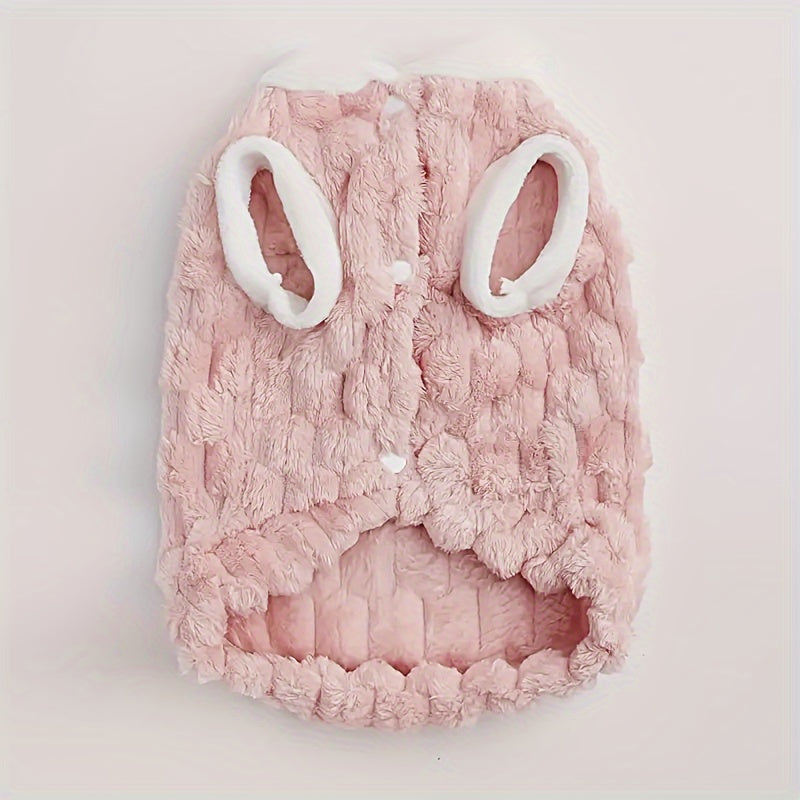 Cozy Pink Plush Pet Jacket – Winter Coat for Dogs & Cats.