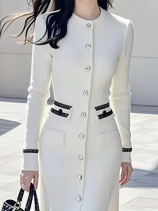 Elegant Button Front Midi Dress – Chic & Versatile