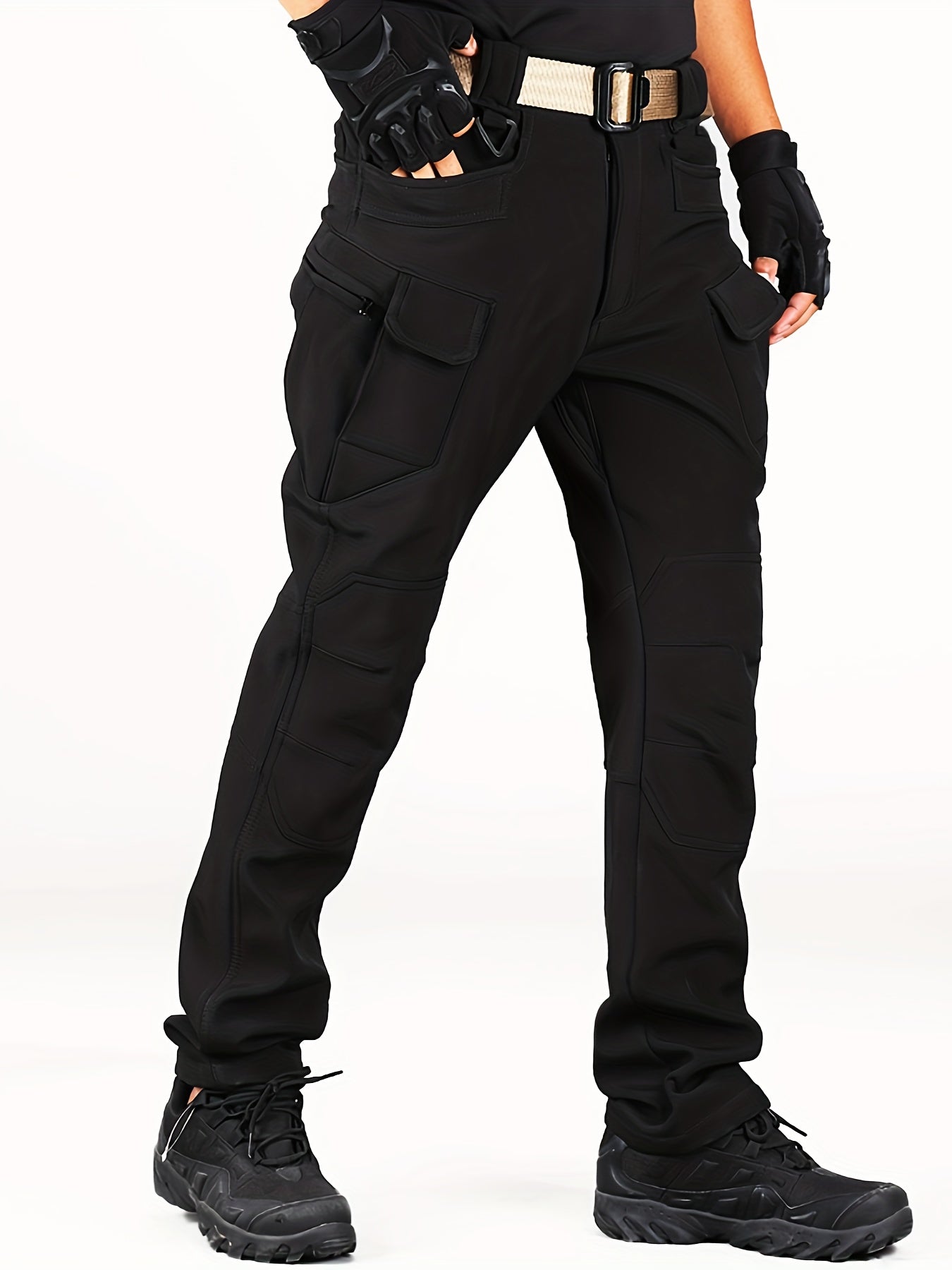 Men's Fleece Lined Cargo Pants - Warm, Windproof, Waterproof