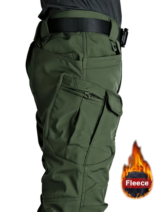 Men's Fleece Lined Cargo Pants - Warm, Windproof, Waterproof