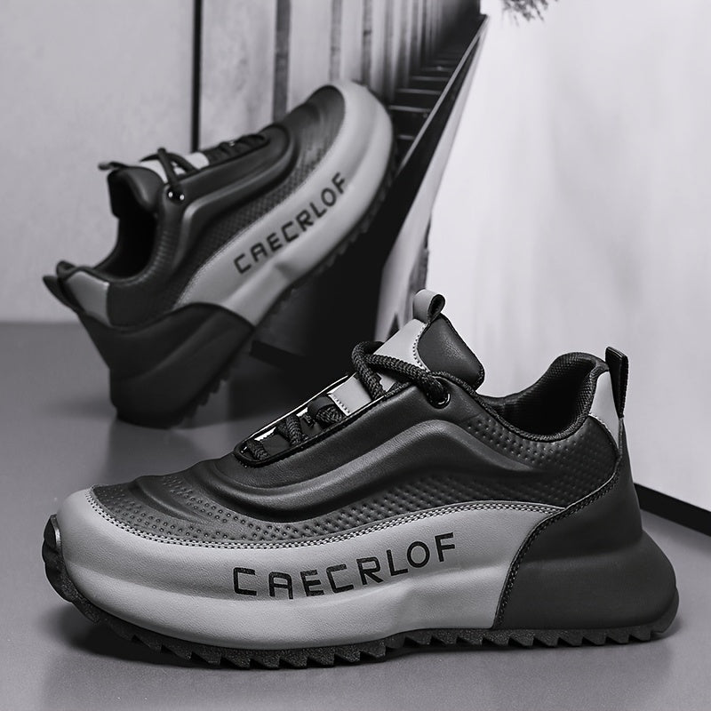 Men's Colour Block Sneakers – Comfy Non-Slip Lace-Up Casual Shoes