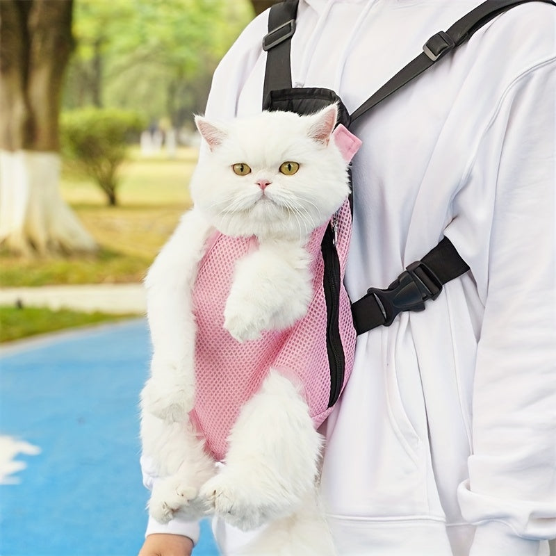 Pet Carrier Backpack for Cats & Small Dogs – Adjustable Breathable Chest Pouch.