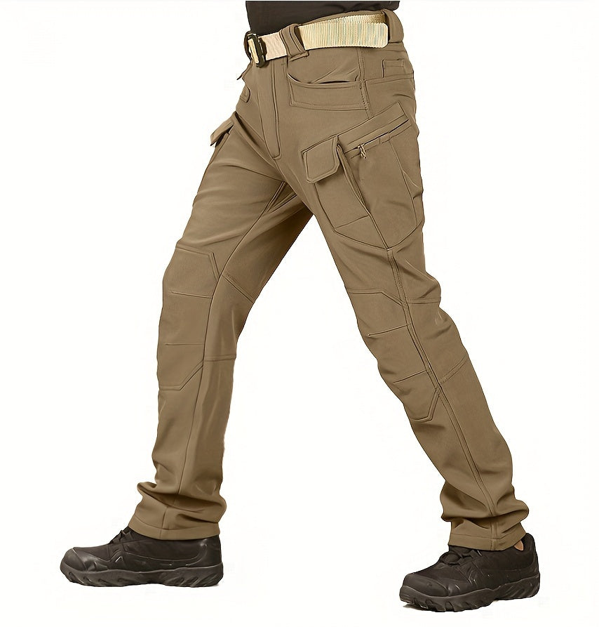Men's Fleece Lined Cargo Pants - Warm, Windproof, Waterproof