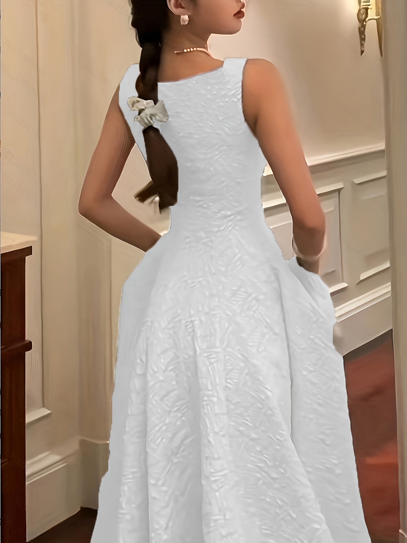Square-Neck Jacquard Dress