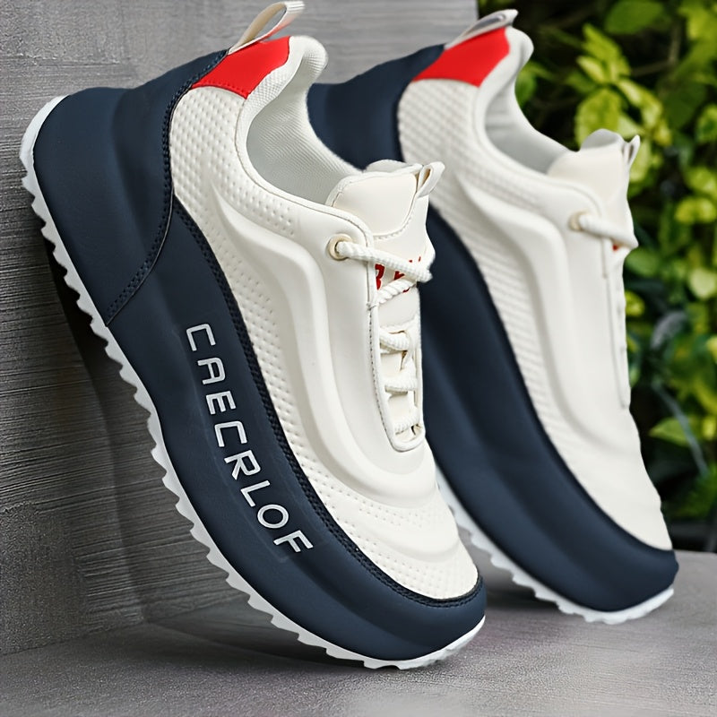 Men's Colour Block Sneakers – Comfy Non-Slip Lace-Up Casual Shoes