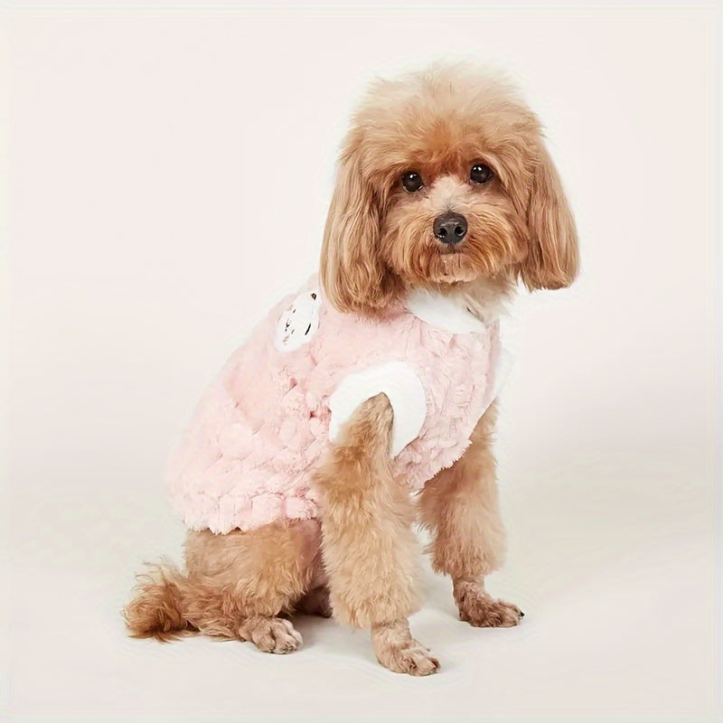 Cozy Pink Plush Pet Jacket – Winter Coat for Dogs & Cats.