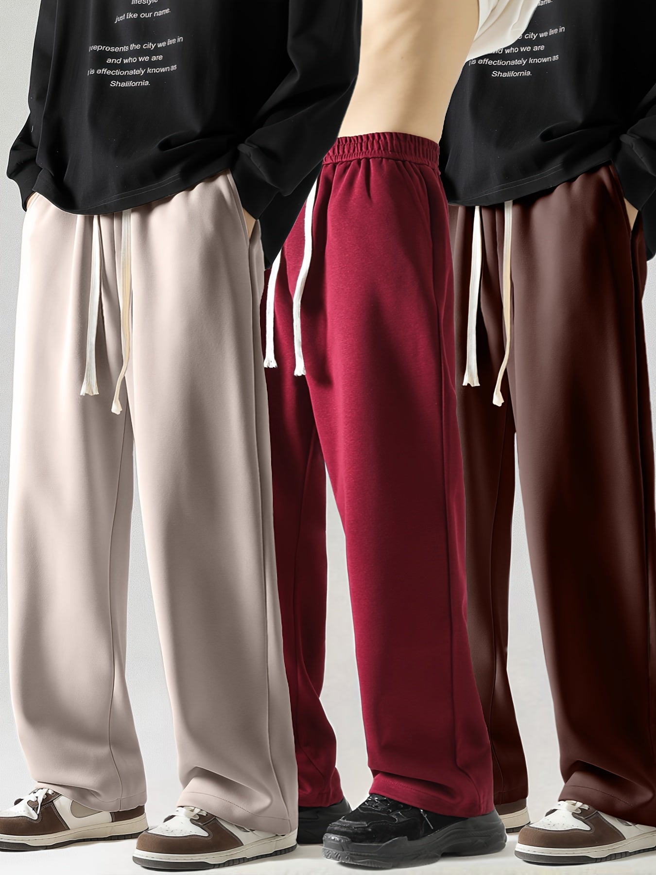 Men's Loose Straight-Leg Pants Set – Perfect for Spring & Autumn