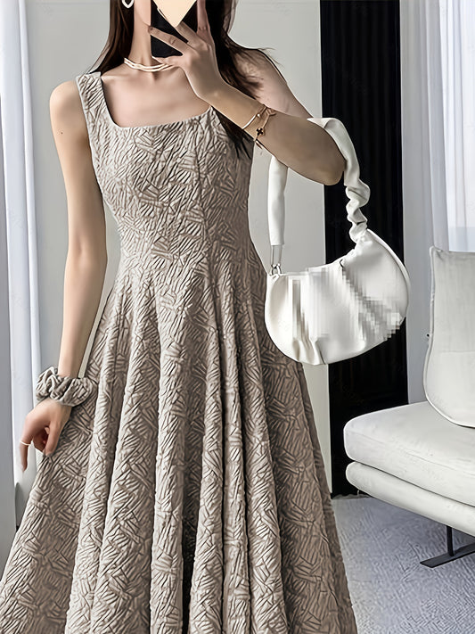 Square-Neck Jacquard Dress