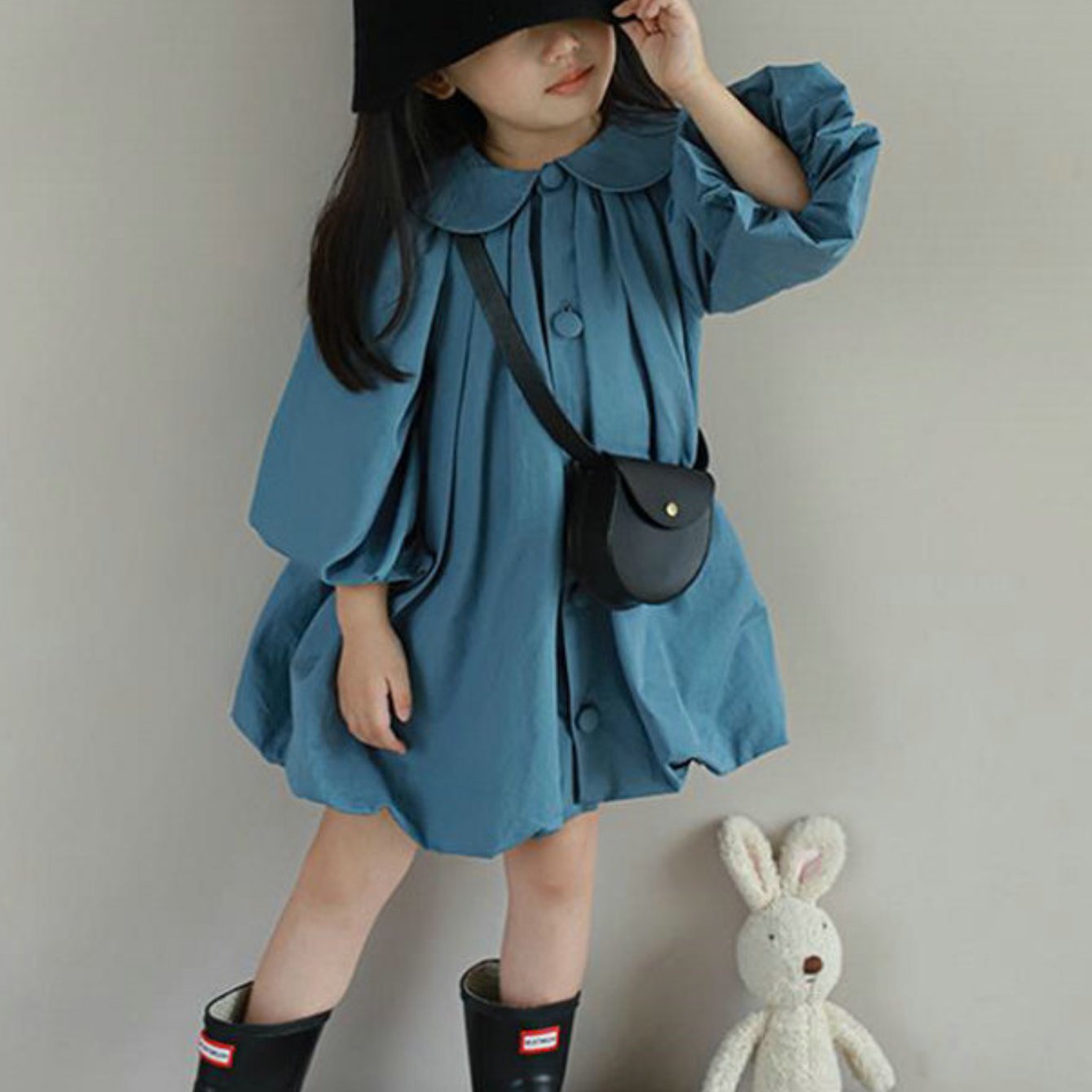 Girls' Casual Cotton Dress with Button Detail