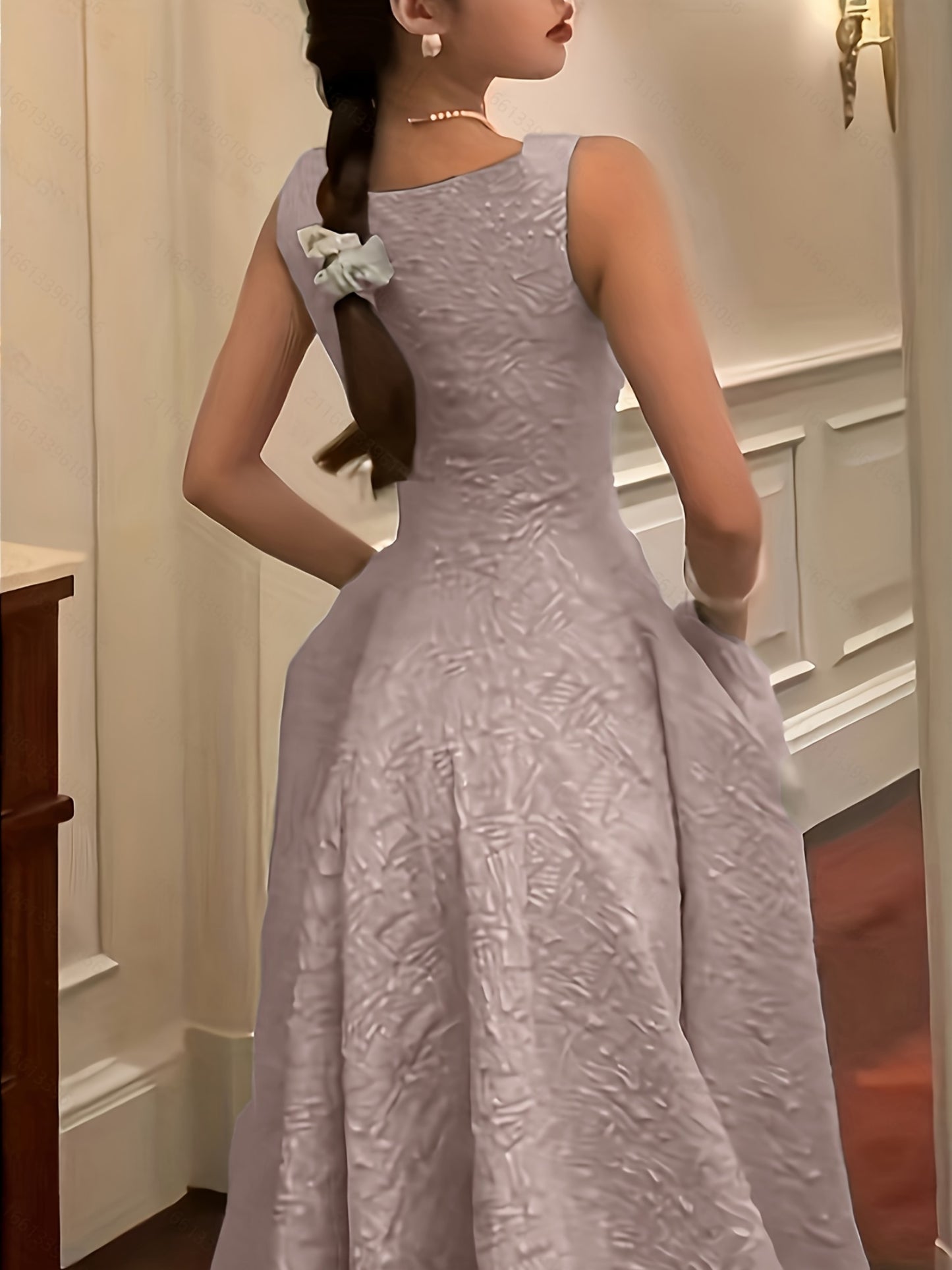 Square-Neck Jacquard Dress