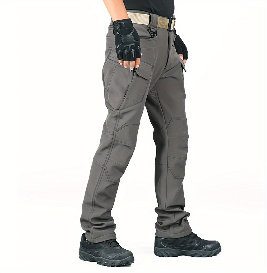 Men's Fleece Lined Cargo Pants - Warm, Windproof, Waterproof
