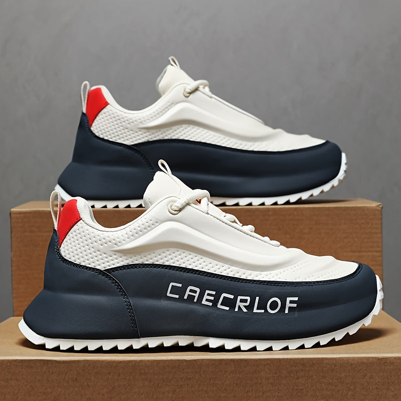 Men's Colour Block Sneakers – Comfy Non-Slip Lace-Up Casual Shoes