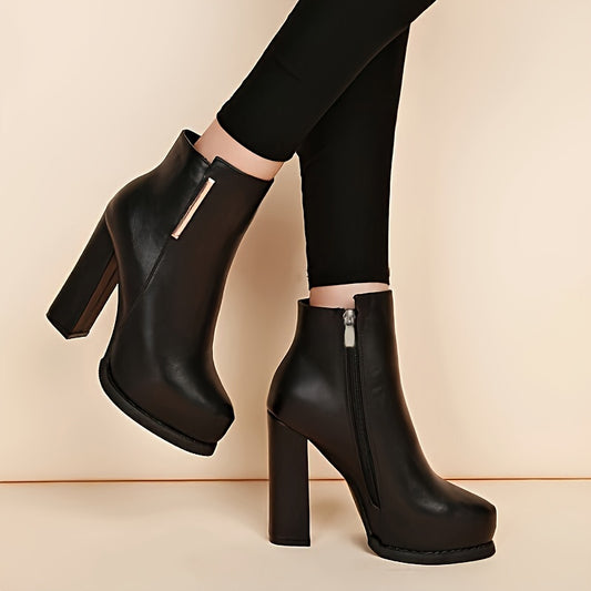 Women's Minimalist Chunky Heel Boots – Comfy & Stylish