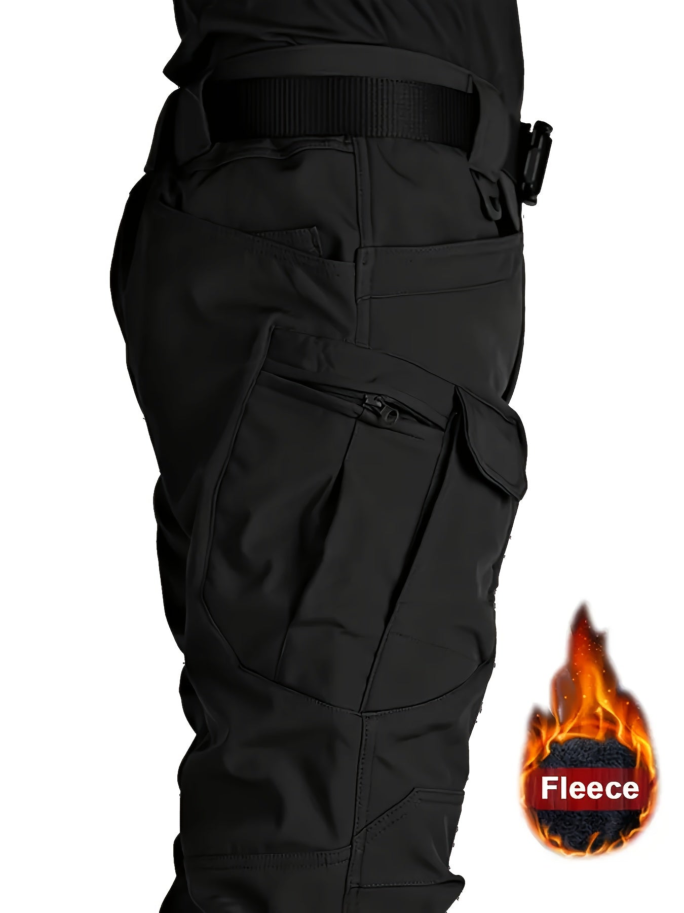 Men's Fleece Lined Cargo Pants - Warm, Windproof, Waterproof