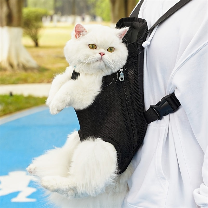 Pet Carrier Backpack for Cats & Small Dogs – Adjustable Breathable Chest Pouch.