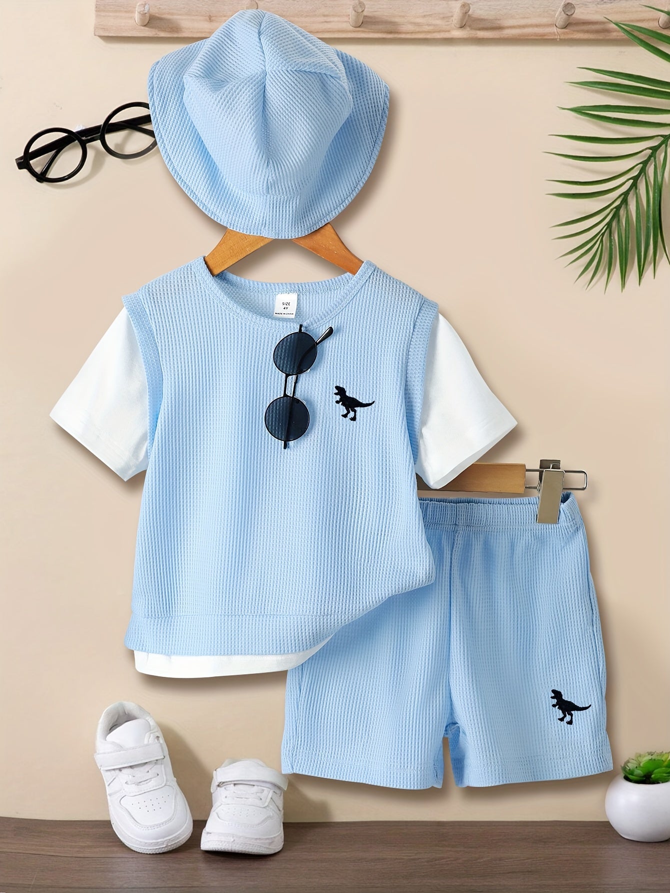 Men's & Children's Waffle Pattern Fashion Suit