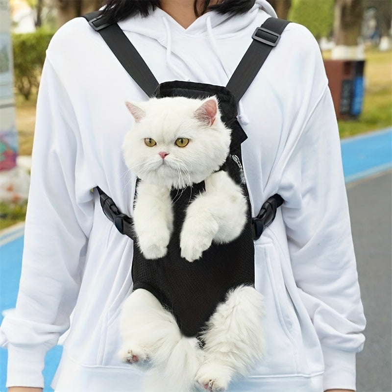 Pet Carrier Backpack for Cats & Small Dogs – Adjustable Breathable Chest Pouch.