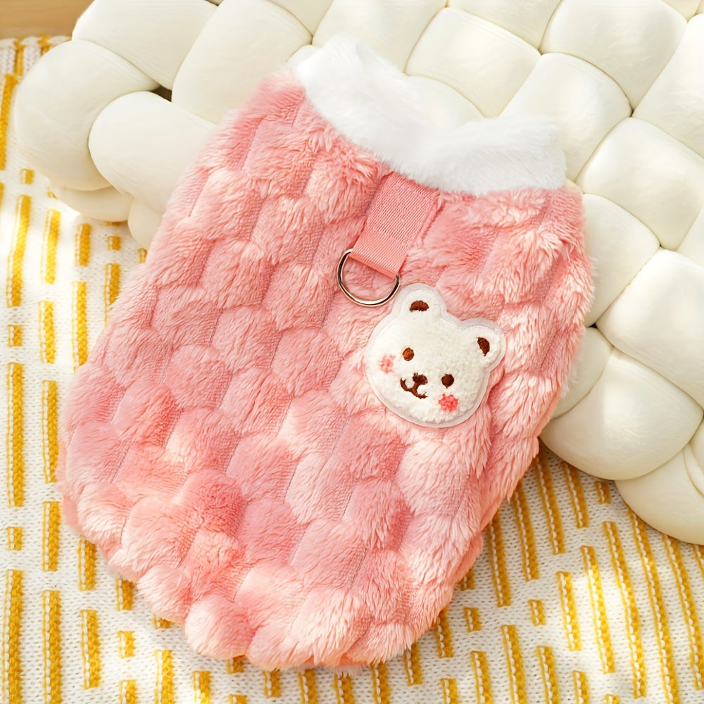 Cozy Pink Plush Pet Jacket – Winter Coat for Dogs & Cats.