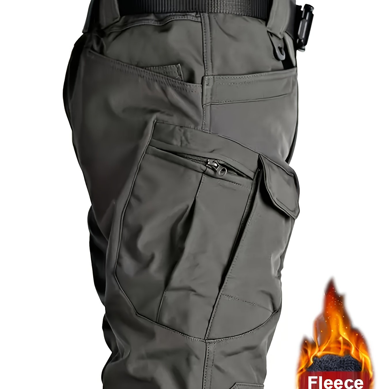 Men's Fleece Lined Cargo Pants - Warm, Windproof, Waterproof