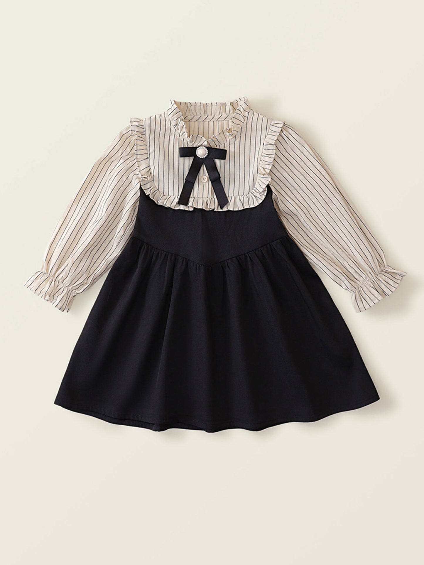 Valentine's Gift Girls' Striped Fake Two-Piece Dress