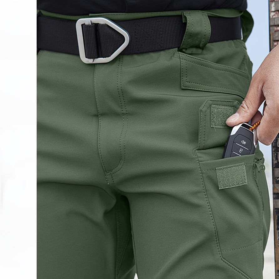 Men's Fleece Lined Cargo Pants - Warm, Windproof, Waterproof