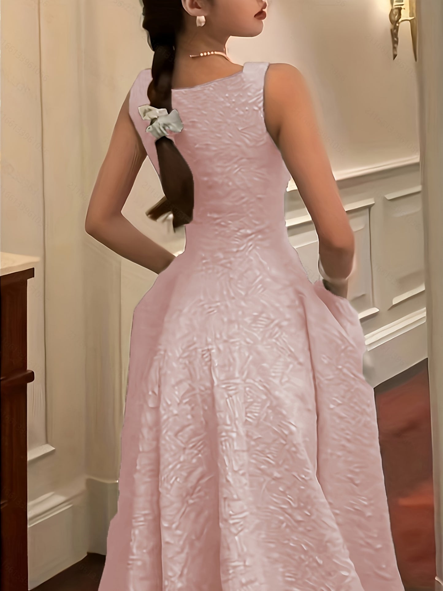 Square-Neck Jacquard Dress