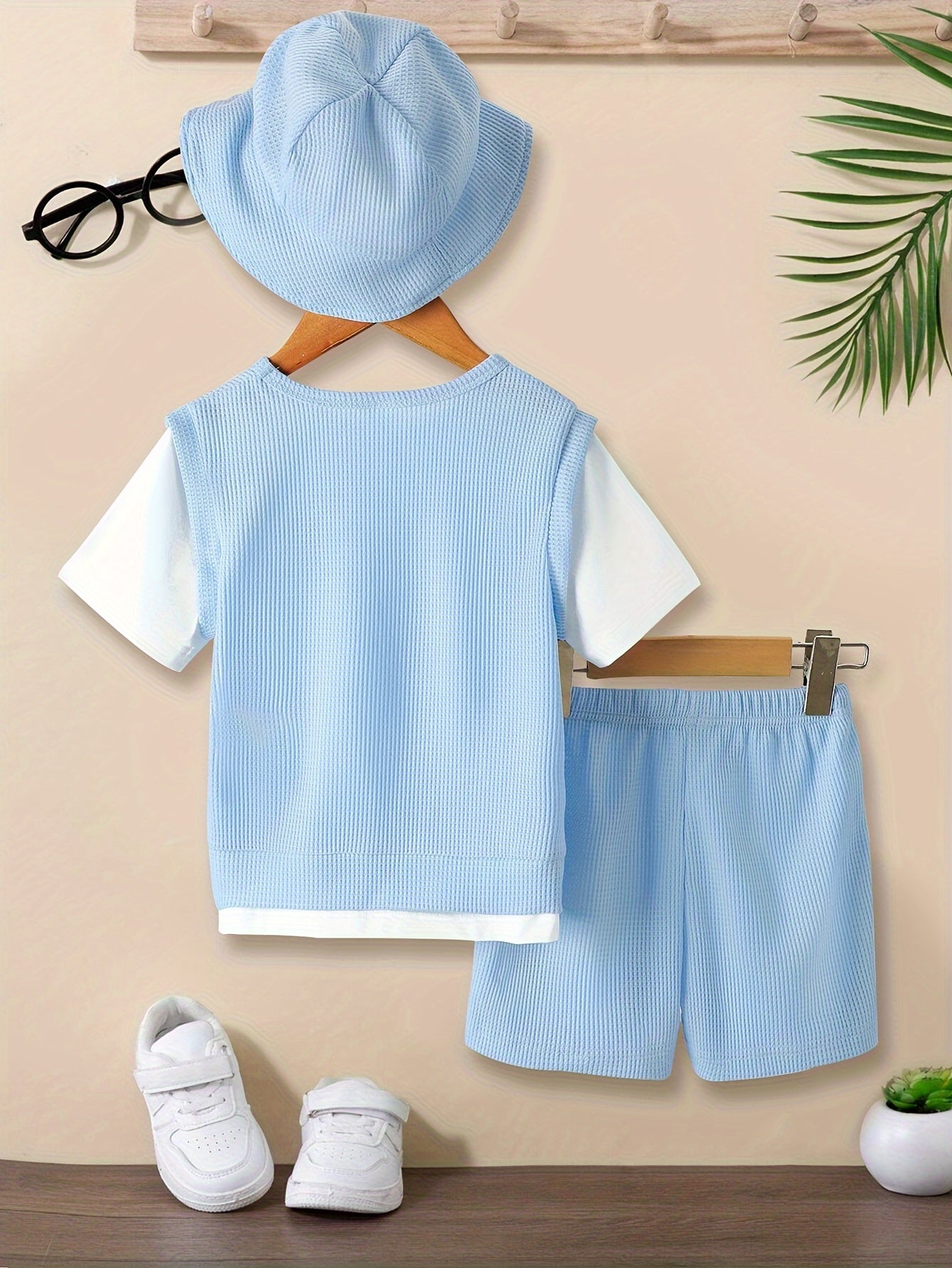Men's & Children's Waffle Pattern Fashion Suit
