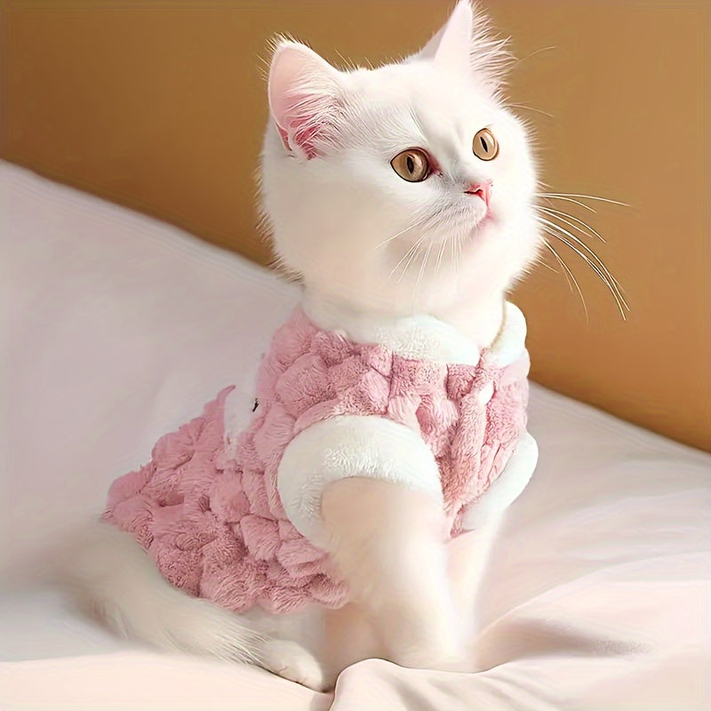 Cozy Pink Plush Pet Jacket – Winter Coat for Dogs & Cats.