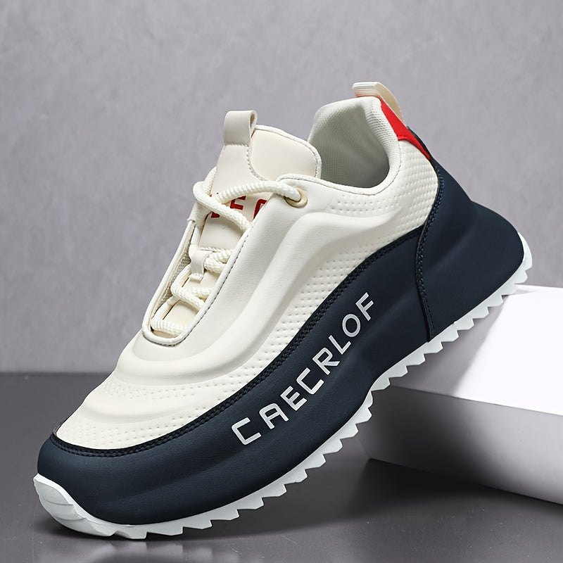 Men's Colour Block Sneakers – Comfy Non-Slip Lace-Up Casual Shoes