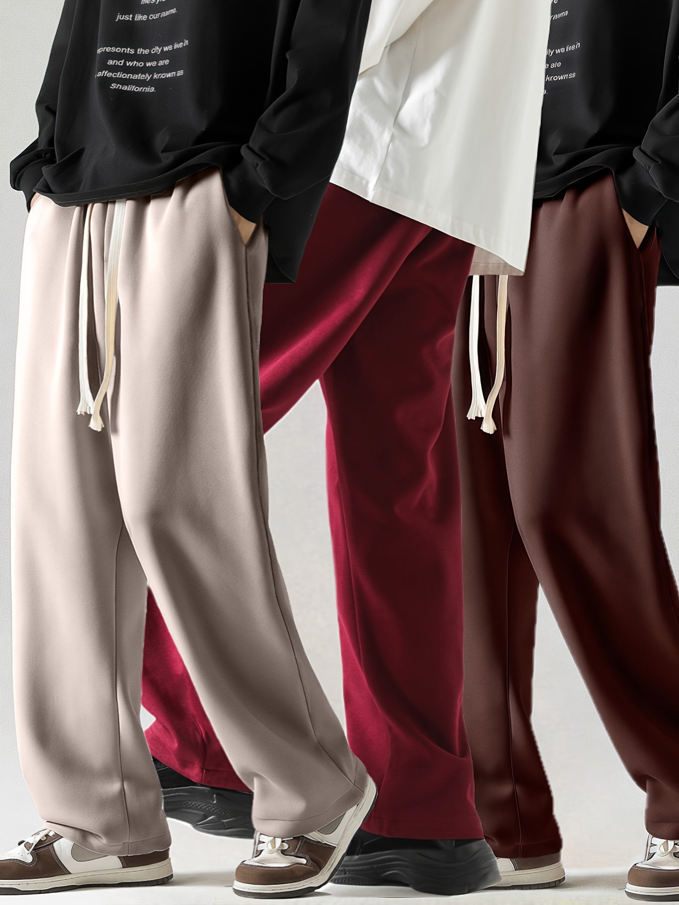 Men's Loose Straight-Leg Pants Set – Perfect for Spring & Autumn